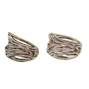Jem Sterling Silver Gold Plated Accent Wide Floral Earrings #20797